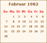 Kalender Februar 1982