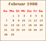 Kalender Februar 1988