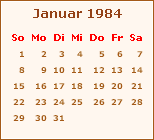 Kalender Januar 1984