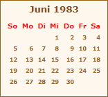 Kalender Juni 1983