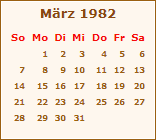 Kalender März 1982