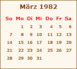 Kalender Mrz 1982