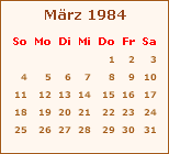 Kalender Mrz 1984