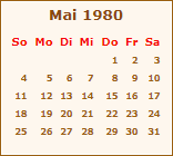 Kalender Mai 1980