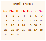 Kalender Mai 1983