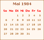 Kalender Mai 1984