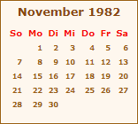Kalender November 1982