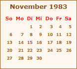 Kalender November 1983