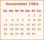 Kalender November 1984