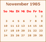 Kalender November 1984