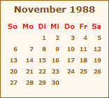 Kalender November 1988