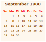Kalender September 1980