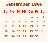 Kalender September 1988