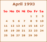 Kalender April 1993
