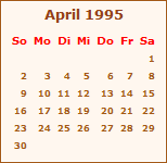 Kalender April 1995