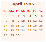Kalender April 1992
