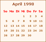 Kalender April 1998