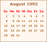 Kalender August 1993