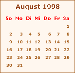 Kalender August 1998