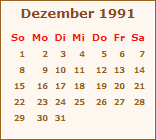 Kalender Dezember 1991