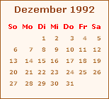 Kalender Dezember 1992