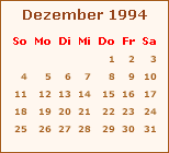 Kalender Dezember 1994