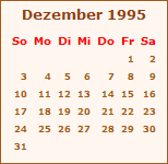 Kalender Dezember 1995