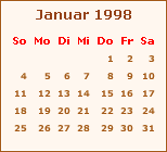 Kalender Januar 1998