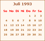 Kalender Juli 1993