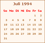 Kalender Juli 1994