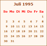 Kalender Juli 1995