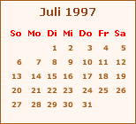 Kalender Juli 1997
