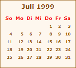 Kalender Juli 1999