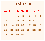 Kalender Juni 1993