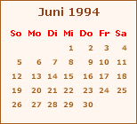Kalender Juni 1994