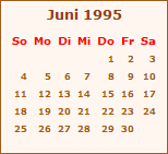 Kalender Juni 1995