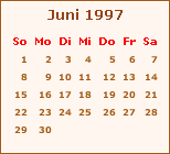 Kalender Juni 1997