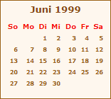 Kalender Juni 1999