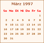 Kalender März 1997
