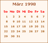 Kalender März 1998