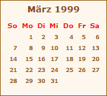 Kalender März 1999