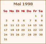 Kalender Mai 1998
