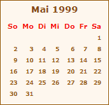 Kalender Mai 1999