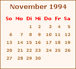 Kalender November 1994