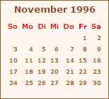 Kalender November 1996