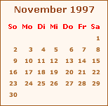 Kalender November 1997