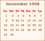 Kalender November 1998
