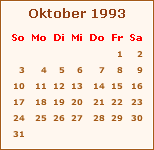 Kalender Oktober 1993