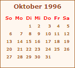 Kalender Oktober 1996