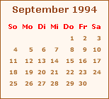Kalender September 1994